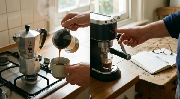 Momenti di relax: preparare e gustare un buon caffè, sia con la moka che con la macchina espresso, per iniziare la giornata con energia.